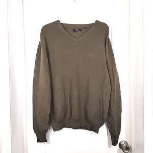 Callaway Golf Sport Mens XL Green Top Sweater V Neck Pullover Long-sleeved Knit